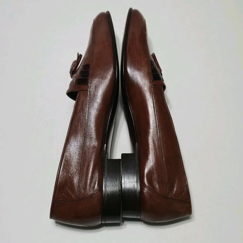 Vtg Bally Italy Men 10 M Brown Leather Tassel Loafers Dress Slip On Shoes